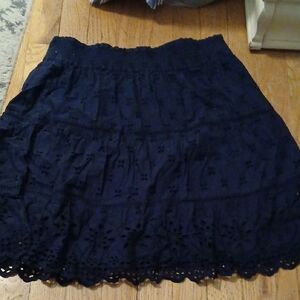 LOFT Navy Mini Skirt with Eyelet Detail
